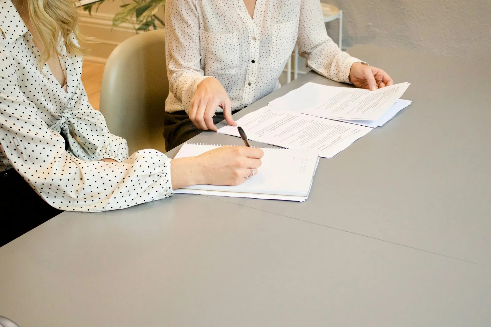 Contract signing at the office